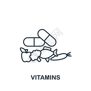 维他命图标 用于模板 网络设计和信息图的线条简单健康生活方式图标图片