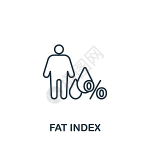 脂肪指数图标 用于模板 网络设计和信息图的线条简单健康生活方式图标;图片