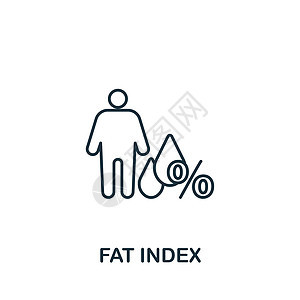 脂肪指数图标 用于模板 网络设计和信息图的线条简单健康生活方式图标;图片