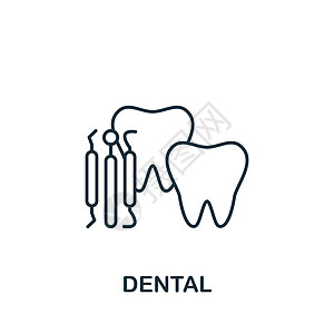 用于模板 网络设计和信息图的线性简单健康检查图标   info tooltip假牙保健微笑牙膏卫生矫正牙医治疗椅子牙线图片