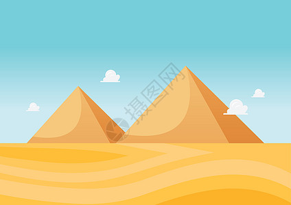 沙漠中的金字塔考古学石头建筑学沙丘天空历史插图纪念碑场景金子图片