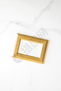 大理石上的金色相框 平面模型  装饰和模型平面概念房间奢华画廊艺术背景桌子印刷印刷品家居风格图片