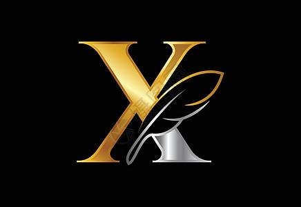 具有羽毛的初始 X 字母表 法律事务所图标符号符号 作家或出版商的Logo图片