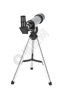 孤立的现代望远镜金属白色玻璃镜片目镜科学爱好天文学黑色天空图片