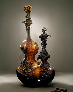 巴洛克小提琴雕像 3D插图的图片文化歌曲木头乐器笔记低音音乐会协奏曲细绳乐队图片