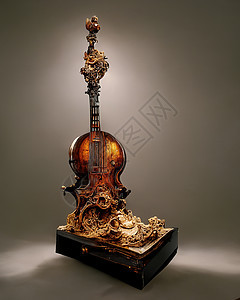 巴洛克小提琴雕像 3D插图的图片细绳风格旋律协奏曲笔记歌曲大提琴文化小提琴家古董图片