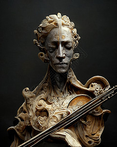 男装小提琴手巴洛克雕像照片古董小提琴大提琴细绳旋律风格音乐家笔记乐器艺术图片