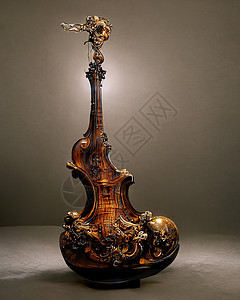 巴洛克小提琴雕像 3D插图的图片乐器交响乐风格表演细绳艺术歌曲乐队木头音乐会图片