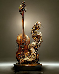 巴洛克小提琴雕像 3D插图的图片古董艺术文化乐器低音小提琴家大提琴音乐家中提琴表演图片
