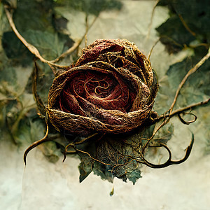 以干葡萄干干红玫瑰图示 3d插图花束植物荒野摄影绘画玫瑰叶子花瓣药品乡村图片