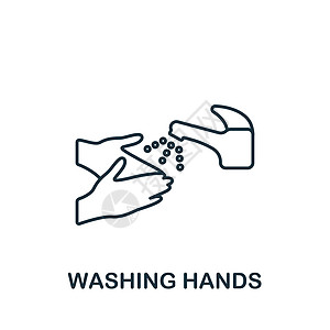 洗手图标 用于模板 网络设计和信息图的线条简单图标图片