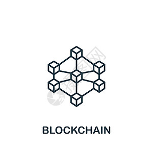 块链图标 用于模板 网络设计和信息图的线条简单工业4 0 图标图片