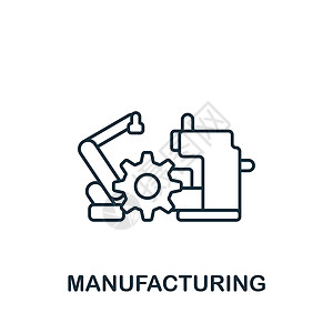 制造图标 用于模板 网络设计和信息图的线性简单工业4 0图标图片