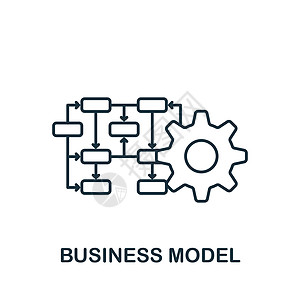 商业模式图标 用于模板 网页设计和信息图形的线条简单工业 4 0 图标图片