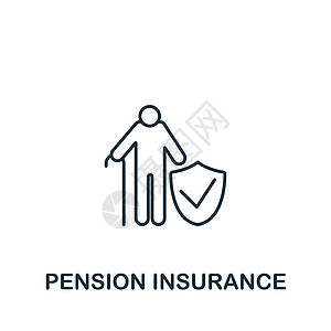 养恤金保险图标 用于模板 网络设计和信息资料图的线性简单保险图标图片