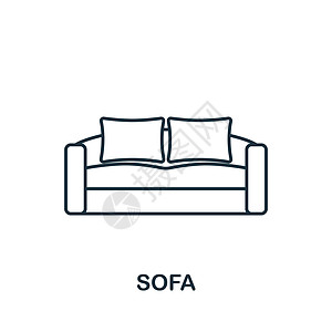 Sofa 图标 用于模板 网络设计和信息图的线条简易内部家具图标图片