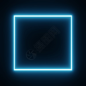 在孤立的黑色背景上带有蓝色霓虹色运动图形的方形矩形相框 覆盖元素的蓝光移动  3D 插图渲染 空副本空间 middl图片