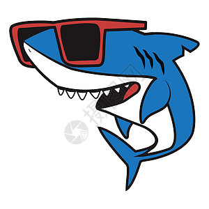 贴红眼镜的可爱鲨鱼漫画图片