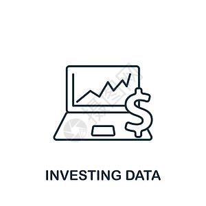 投资数据图标 用于模板 网络设计和信息图的线条简单图标图片