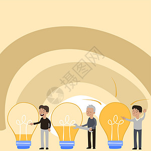 3个人用鞭子修补电动批量 领导人指向工作灯光 展示手指重要信息 掌声领导营销设备男人想像力商业团队环境卡通片商务图片