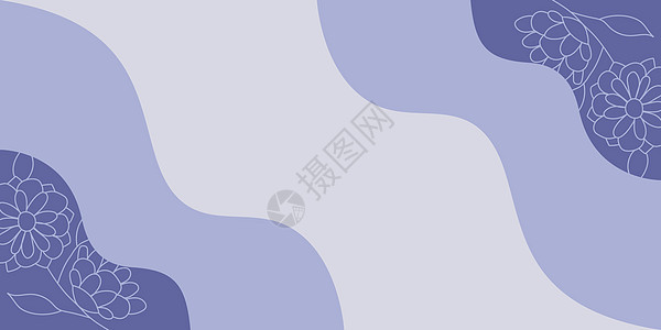 空白的框架装饰着抽象的现代化形式的花朵和叶子 空旷的现代边框被组织愉快的五颜六色的线条符号包围植物创造力紫色卡通片自然风格海浪元图片