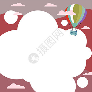 热气球插图飞越云层到达新的目的地 齐柏林飞艇漫游天空去更远的地方飞行图形运输商务气球墙纸运动冒险飞机蓝色图片