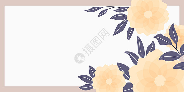 空白的框架装饰着抽象的现代化形式的花朵和叶子 空旷的现代边框被组织愉快的五颜六色的线条符号包围花束蓝色花瓣花卉图案风格季节绿色邀图片