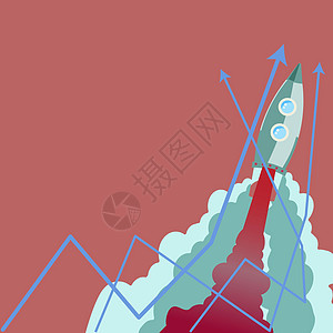 火箭起飞留下火在身后并提出重要信息 航天器在天空中飞行并显示重要信息 提出了新的想法推介会海报男人冒险图形投资商务旅行蓝色计算机图片