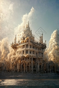 文艺复兴风格建筑 数字艺术 3D插图景观假期吸引力大教堂观光雕像旅行历史旅游城市图片