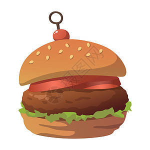 以白色背景隔离的现实新鲜大汉堡包     矢量插图午餐小吃面包标签牛肉标识芝士艺术海报图片