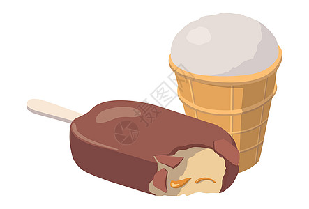 白背景孤立的现实的冰淇淋矢量插图产品味道巧克力食堂小吃香草糖果咖啡店圣代图片