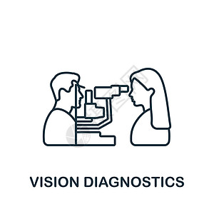 视觉诊断图标 用于模板 网络设计和信息图的线性简单图标;图片