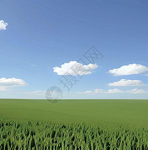 蓝色天空和云雾的绿地草原农村农场远景土地场景太阳天气草地国家图片