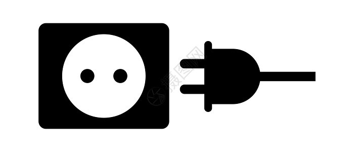 插座和插座剪影图标集 充电和插头连接 电源 向量图片