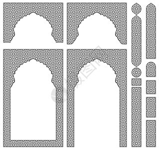 拱门 框架和其他设计元素 阿拉伯几何装饰品图片