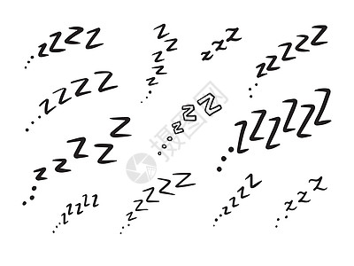 zzz doodle 用于睡眠卡通矢量的图片符号休息绘画卡通片时间标签轨枕收藏草图黑色漫画图片