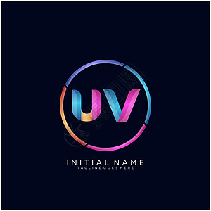 UV 字母标识图标设计模板元素卡片创造力艺术身份标签插图字体公司品牌网络图片