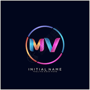 MM MV 字母标志图标设计模板要素艺术品牌标签插图推广营销字体创造力卡片身份图片
