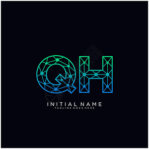 QH 字母标志图标设计模板元素身份创造力字体品牌标识商业网络卡片推广公司图片