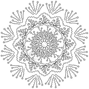雪花 有卷状线和圆形图案 抽象的zzen反压彩色页面圆形图片