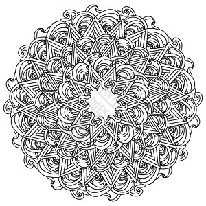 ZEN许多卷卷和三角形的抗药剂曼达拉 各种圆形形状的zen doodle 彩色页面插画