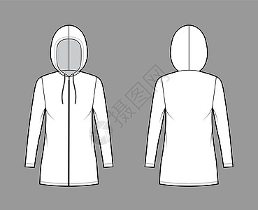 着装技术时装图解 有长袖 小长度 超大体积 佩内西百货衣服棉布女士绘画球衣运动衫计算机身体纺织品办公室图片