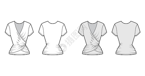 芭蕾裹身技术时尚插画 短袖 合身 弹力棉 平装衬衫小样棉布女士外套设计男人织物女孩计算机衣服图片