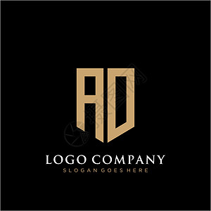 AO 字母标志图标设计模板元素身份卡片公司标识标签艺术推广网络插图黑色图片