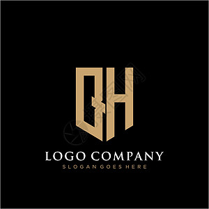 QH 字母标志图标设计模板元素卡片创造力营销黑色字体公司商业网络插图品牌图片