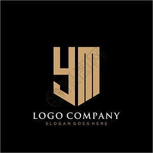 YM 字母标识图标设计模板元素网络卡片商业身份黑色创造力营销公司字体推广图片