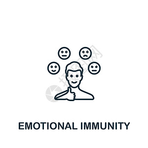 情感免疫图标 用于模板 网络设计和信息图的线性简单图标图片