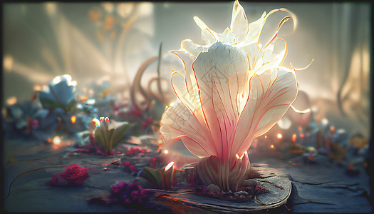 3D 数字艺术背景 三维数码艺术背景 一 3D问候语植物学鸢尾花花瓣卡片海报植物群杂志横幅礼物背景图片
