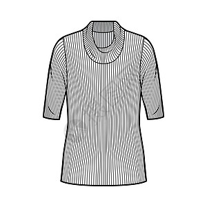 用手肘袖子 体型超大的身体和外衣长度来说明时装技术图示 穿成这样球座草图脖子丝绸计算机小样女士纺织品棉布设计图片
