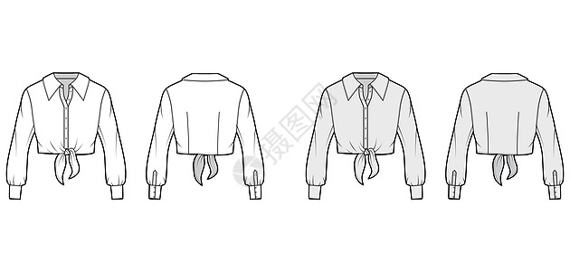 裁剪领带前衬衣技术时装图解 上面有超大项圈和长袖办公室丝绸棉布裙子男性纺织品女士织物男人衬衫图片